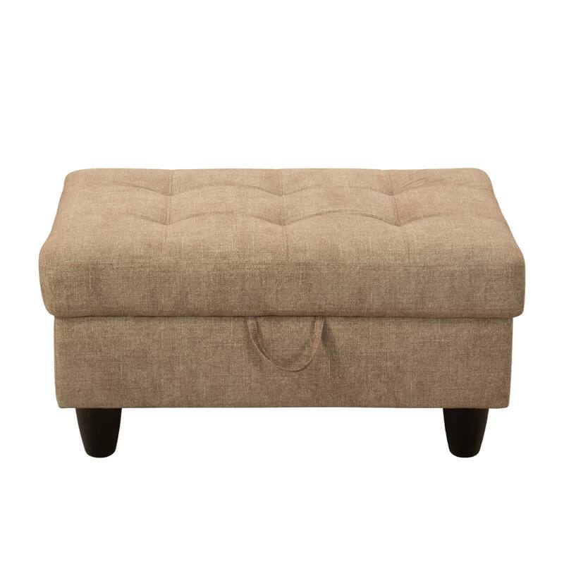 KISRAIS 34" Wide Upholstered Storage Ottoman