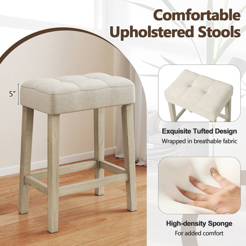 Gymax 4PCS Bar Table Set w/Charging Station 3 Padded Stools for Living