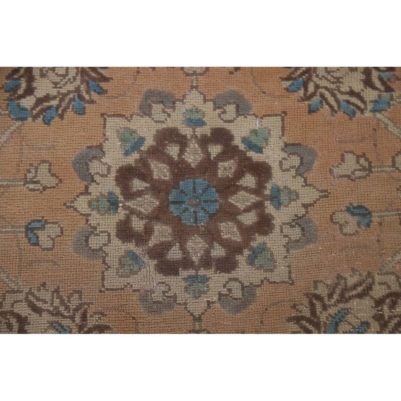Hand Knotted Oriental 100% Wool Carpet Traditional All-Over Coral Tabriz Area Rug - 12' 6'' X 9' 7''