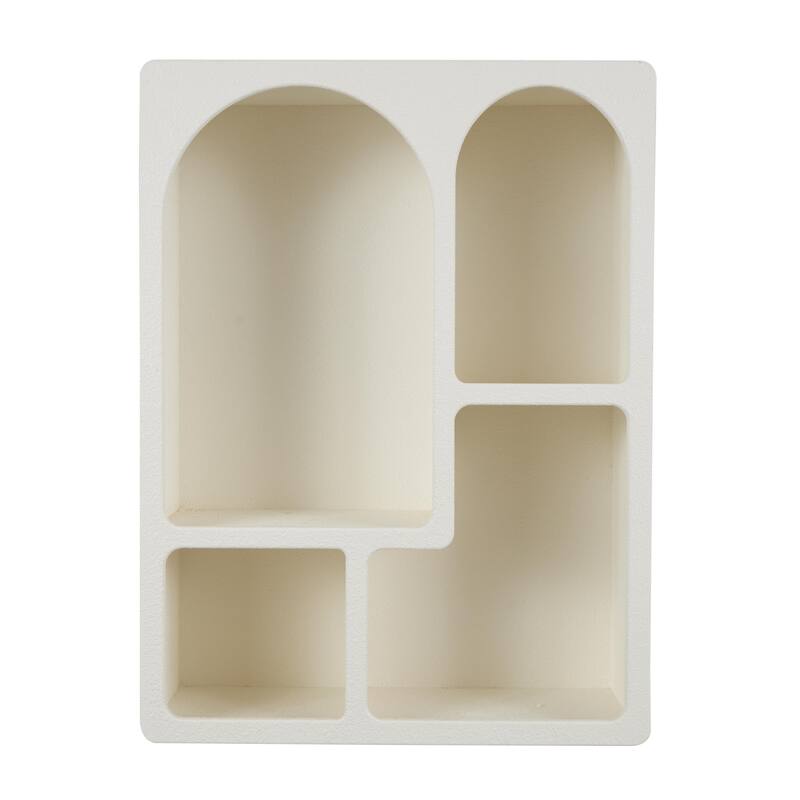 Wooden Geometric Arched Wall Shelf with Block Shapes - Cream or Black - Roche River Decor