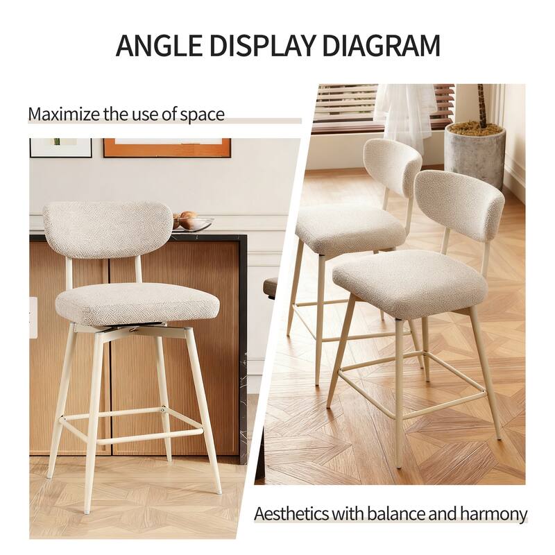 Modern Nearly 26" H Swivel Faux Leather Counter Height Bar Stools