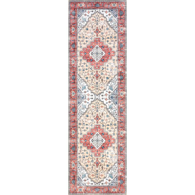 Nuloom Melanie SpinClean Transitional Medallion Machine Washable Area Rug