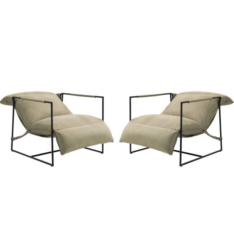 Metal Framed Sling Fabric Accent Chair Set of 2