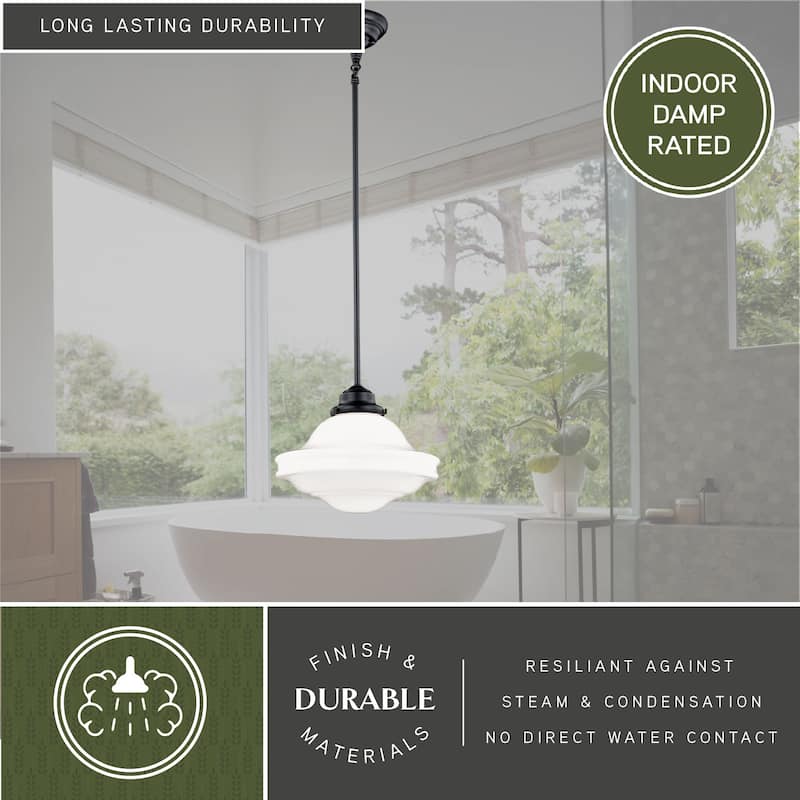 Huntley 1 Light Farmhouse Schoolhouse Pendant White Glass