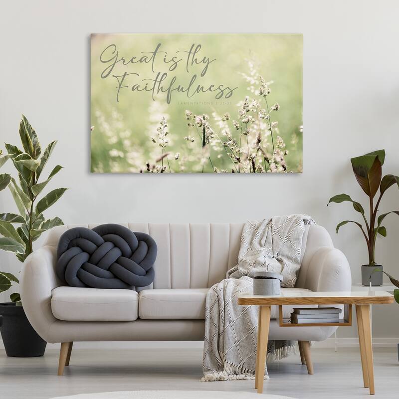 Stupell Spiritual Faithfulness with Florals Canvas Wall Art Design By Erin Marie