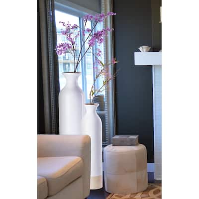 Cylindrical Tall Lacquer Bamboo Floor Vase