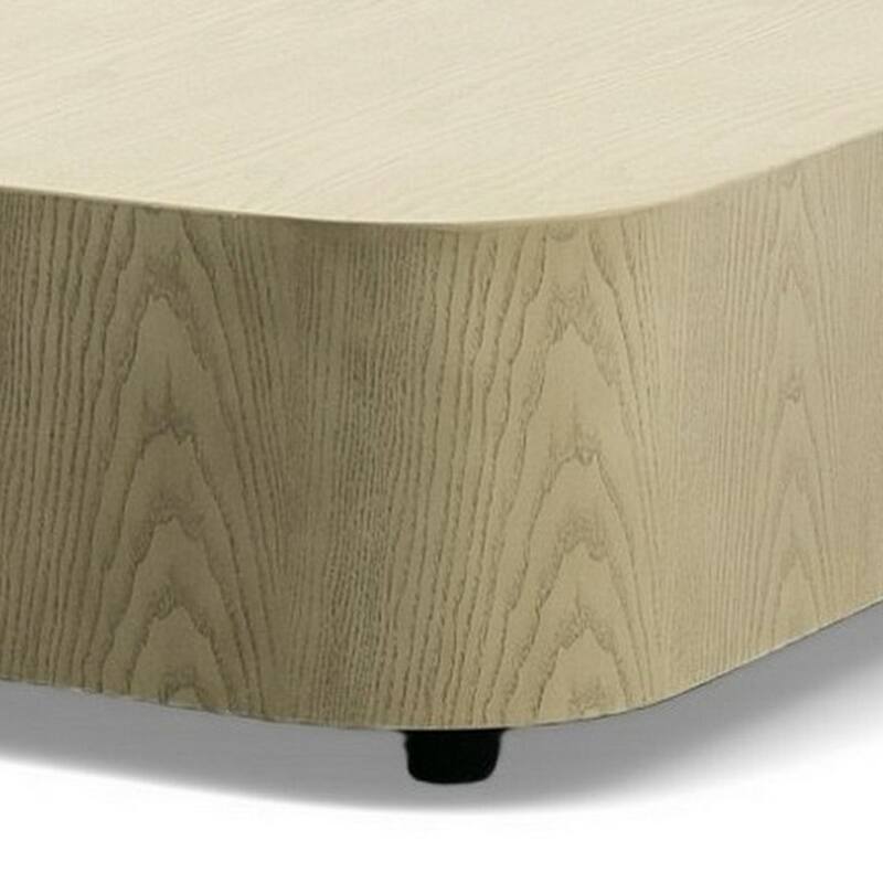 Cid Macy 36 Inch Low Coffee Table, Square Modern Style, Beige Brown Finish