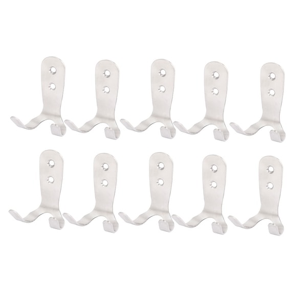 70mm Long 2 Holes Wall Mount Stainless Steel Double Hook Hanger