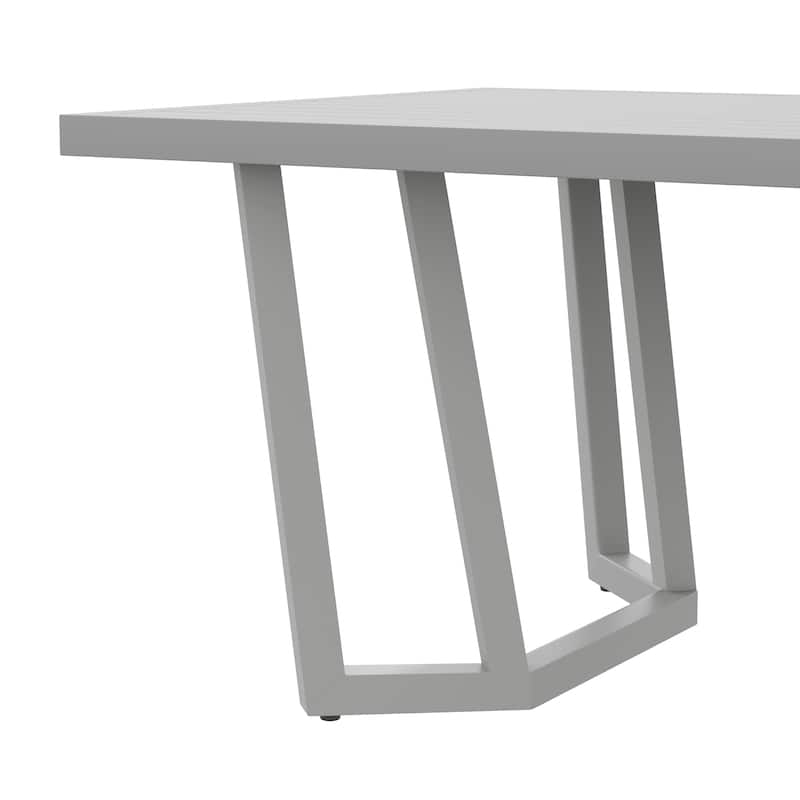 Corvus Kiel Aluminum Outdoor Dining Table with Umbrella Hole, Rectangular Patio Table for 6-8 People