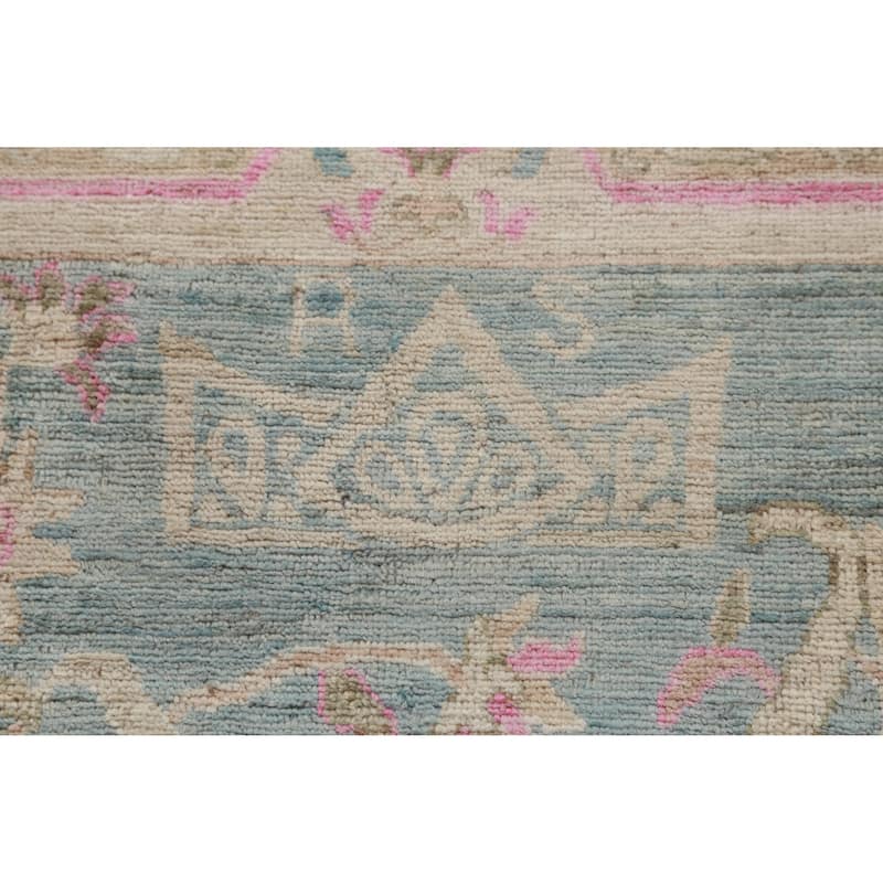 Hand Knotted Oriental 100% Wool Carpet Transitional All-Over Navy Blue & Blues Oushak Runner Rug - 12' 0'' X 2' 11''