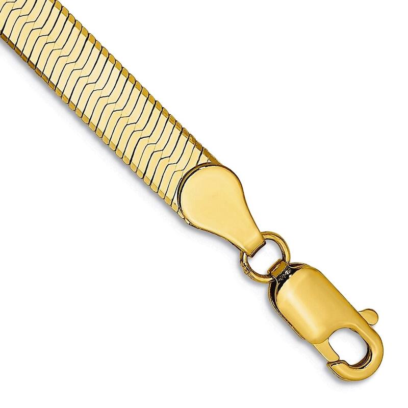 Curata 10k Yellow Gold Unisex 7" or 8" Flexible Silky Herringbone Chain Bracelet - 2.5mm 3mm 4mm 5mm - 8 Inch - 5 mm
