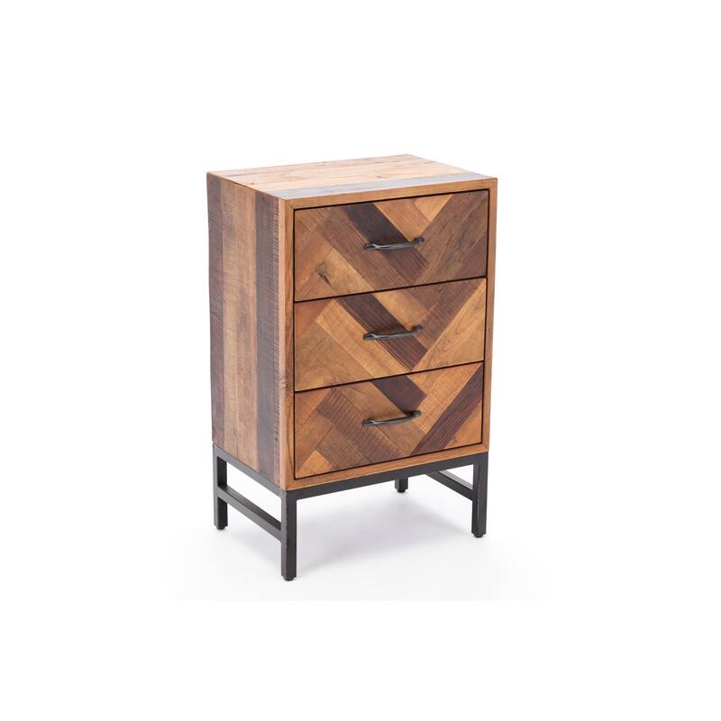Benton Oak Wood 3 Drawer Nightstand