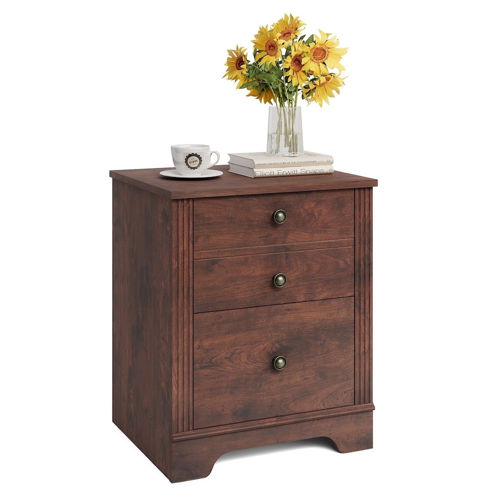 Bedroom Nightstand with Charging Station, Bedside Table with 2 Drawers