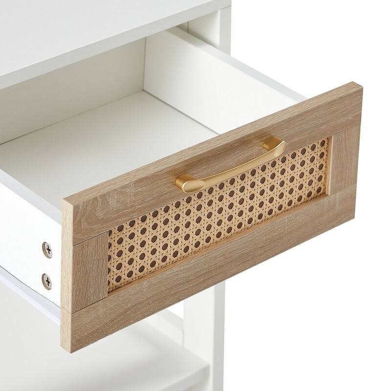 15.75" Rattan Side table with Drawer