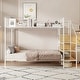 preview thumbnail 1 of 15, Twin Over Full Metal Bunk Bed with Wire Shelving and Lateral Storage Ladder and Wardrobe White