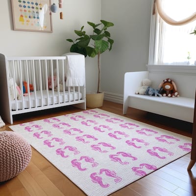 Premium Washable Super Soft Coastal Seahorse Mayfield Rug