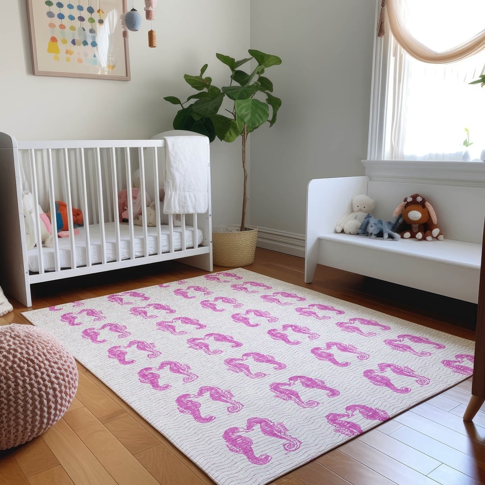 Premium Washable Super Soft Coastal Seahorse Mayfield Rug