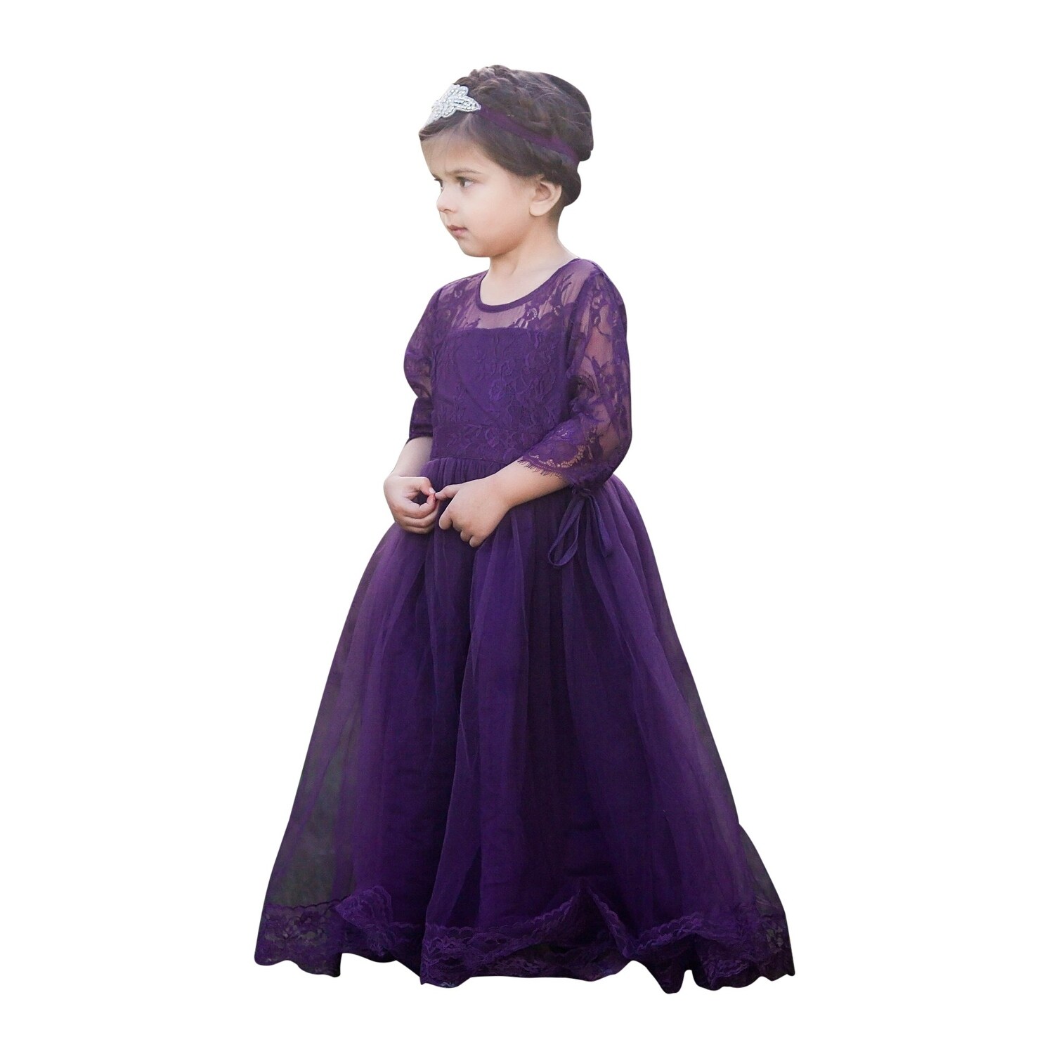 eggplant purple flower girl dresses