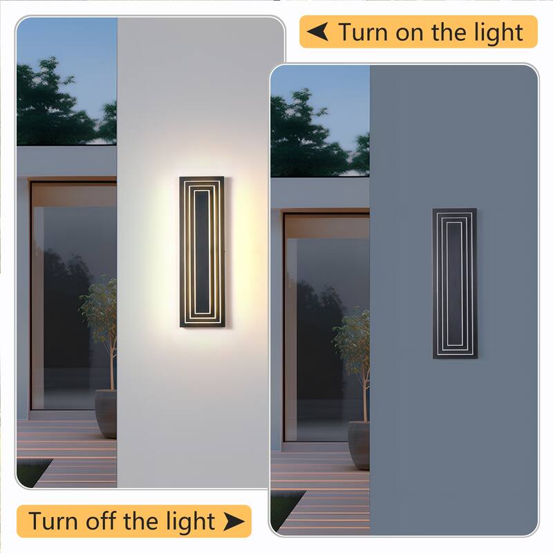 23.6 in Modern Long Outdoor Wall Lights Exterior Lights for House,LED Outdoor Wall Large Front Porch Light Fixture - Black
