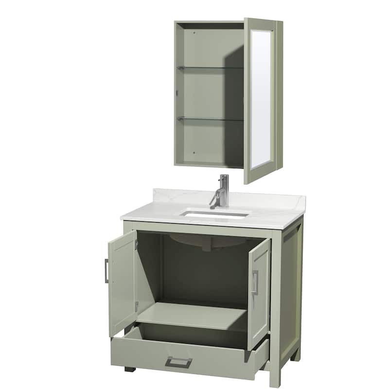 Wyndham Collection WCS141436S-QTZ-UNSMED Sheffield 36" Free Standing