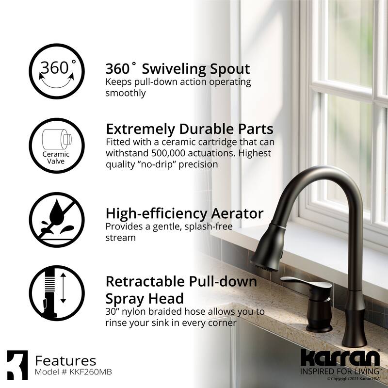 Karran Hillwood Single-Handle Pull-Down Sprayer Kitchen Faucet