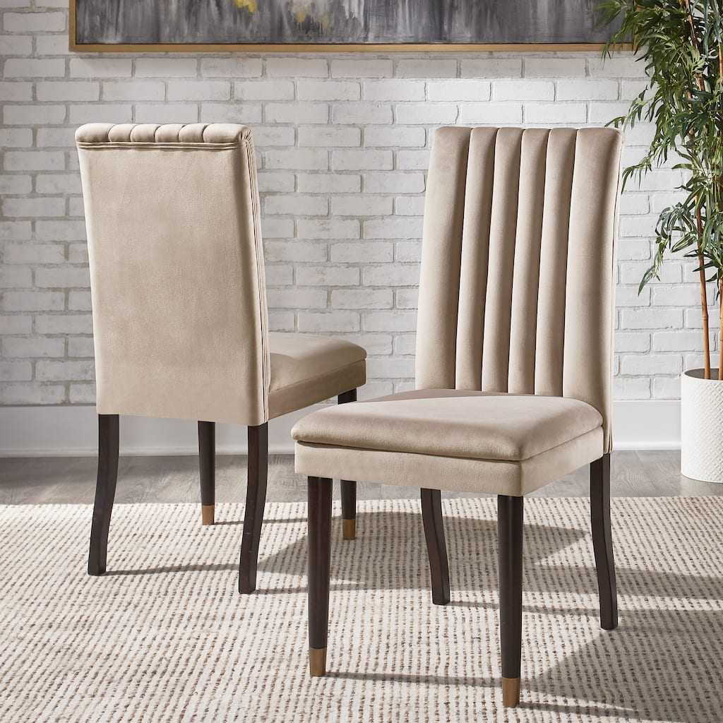 Noricum Velvet Channel Back Dining Chairs (Set of 2)