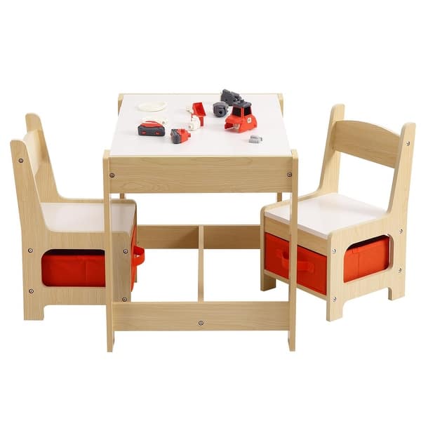slide 2 of 10, 3 in 1 Children's Activity Table with Storage for Painting Natural