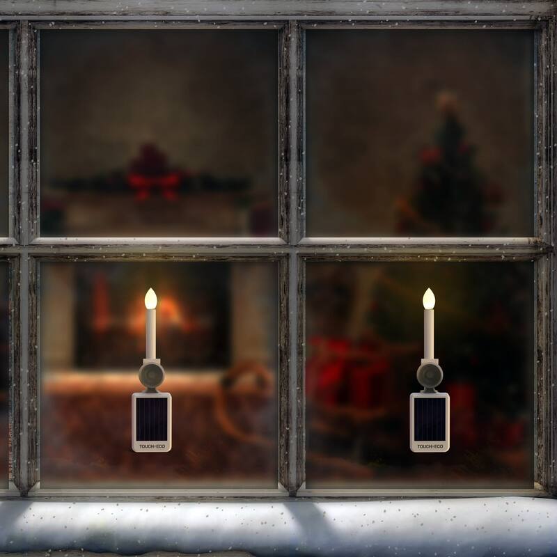 Solar Powered LED Flameless Christmas Holiday Window Candle With Suction Cup