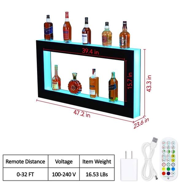 LED Lighted Liquor Bottle Display, Wall Mounted Acrylic Liquor Shelf