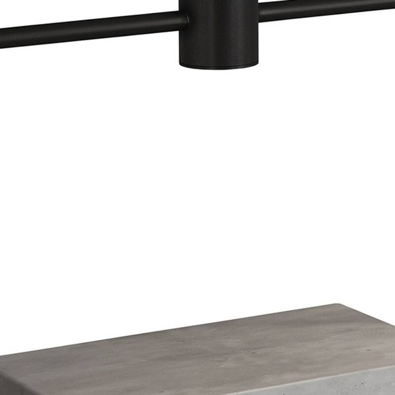 22" Contemporary Black and Grey Table Lamp with Geometric Metal Base and Fabric Shade for Living Room - 22" H x 14" W x 10" D
