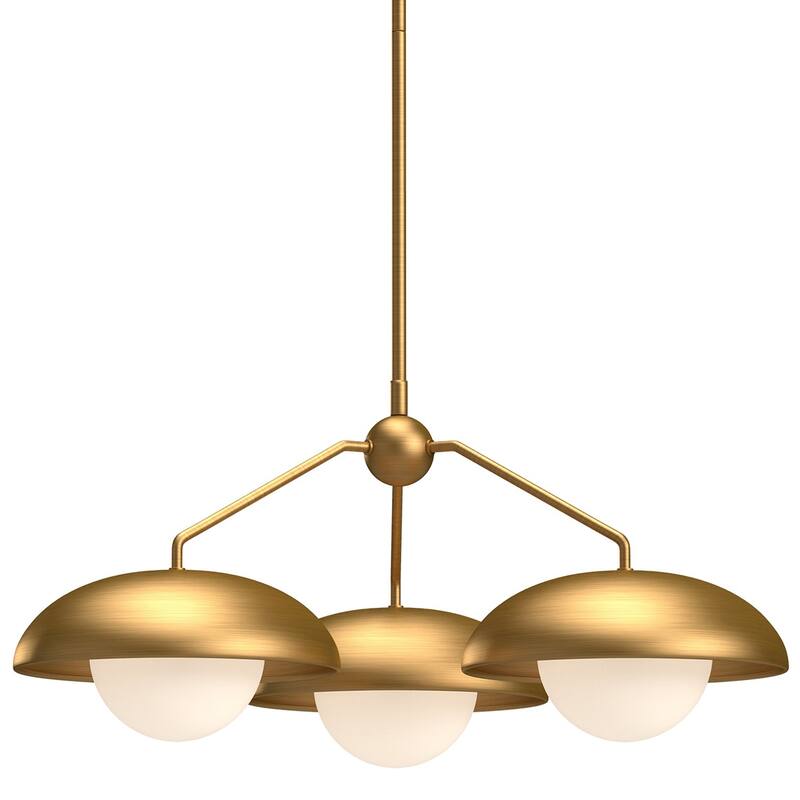 Alora Lighting CH522328OP Rubio 3 Light 28" Wide Chandelier with Opal - Aged Gold