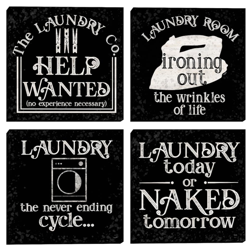 Laundry Room Humor Black Set of 4 by Tara Reed Canvas Art Prints