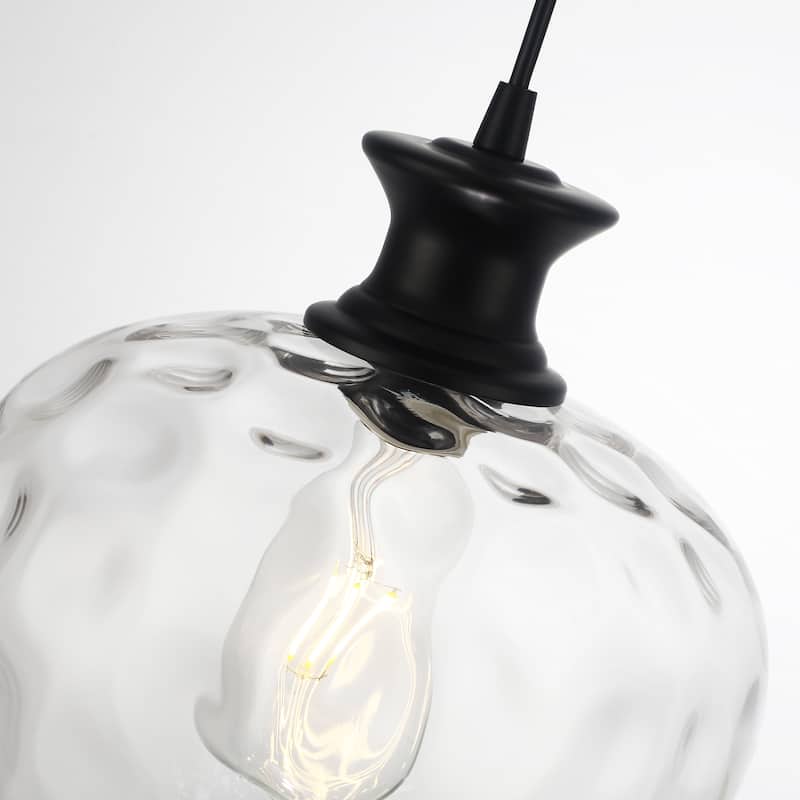 1-Light Modern Hammered clear Glass Pendant Light for Kitchen Island - N/A