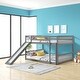 preview thumbnail 13 of 16, Grey Full over Full Wood Bunk Bed with Slide & Ladder