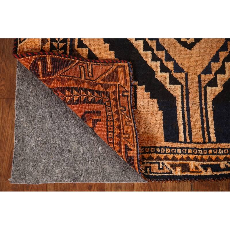 Qashqai Persian Vintage Runner Rug Hand-knotted Wool Carpet - 3'10"x 9'0"