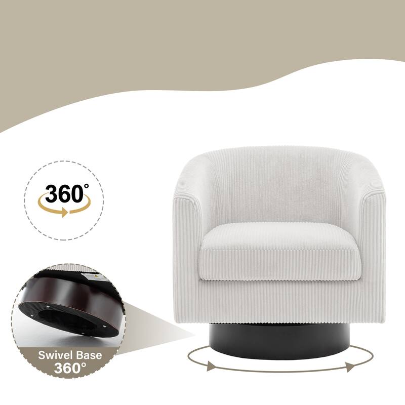 Modern Upholstered Barrel Chair Swivel Accent Chair for Living Room
