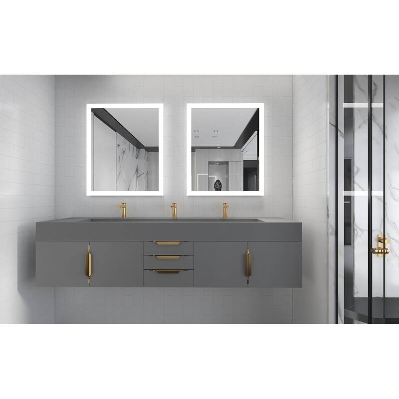 Nile 84" Wall Mounted Bathroom Vanity Set gr/ Gray Top