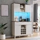 preview thumbnail 15 of 19, 72" Wine Bar Cabinet, Modern Wood Coffee Bar Cabinet with LED Lights - N/A Antique White