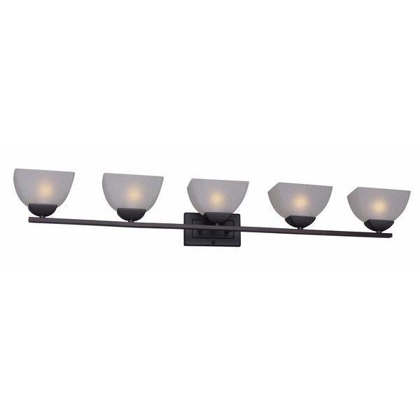 Forte Lighting 5700-05 5-Light 52" Wide Bathroom Vanity Light with White Linen Glass Shades