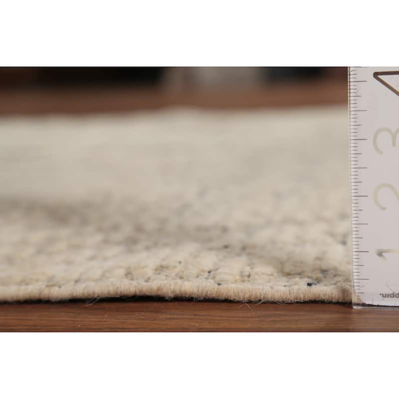 Beige Abstract Moroccan Oriental Area Rug Hand-Knotted Wool Carpet - 4'11"x 8'3"
