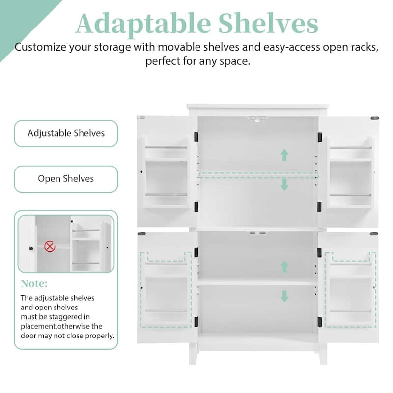 23.6 in. W x 43.3 in. H MDF Freestanding Linen Cabinet with Adjustable Shelves