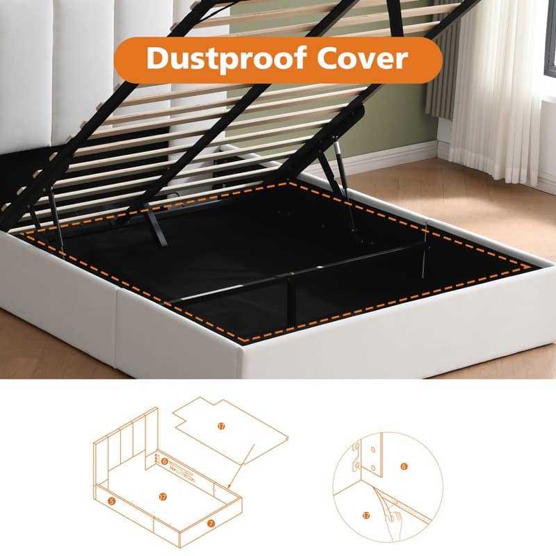 Full Size Lift-Up Storage Bed, White