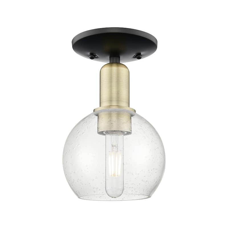 Innovations Lighting 716-1C-10-6 Athens Semi-Flush Athens 6" Wide - Black Antique Brass / Seedy