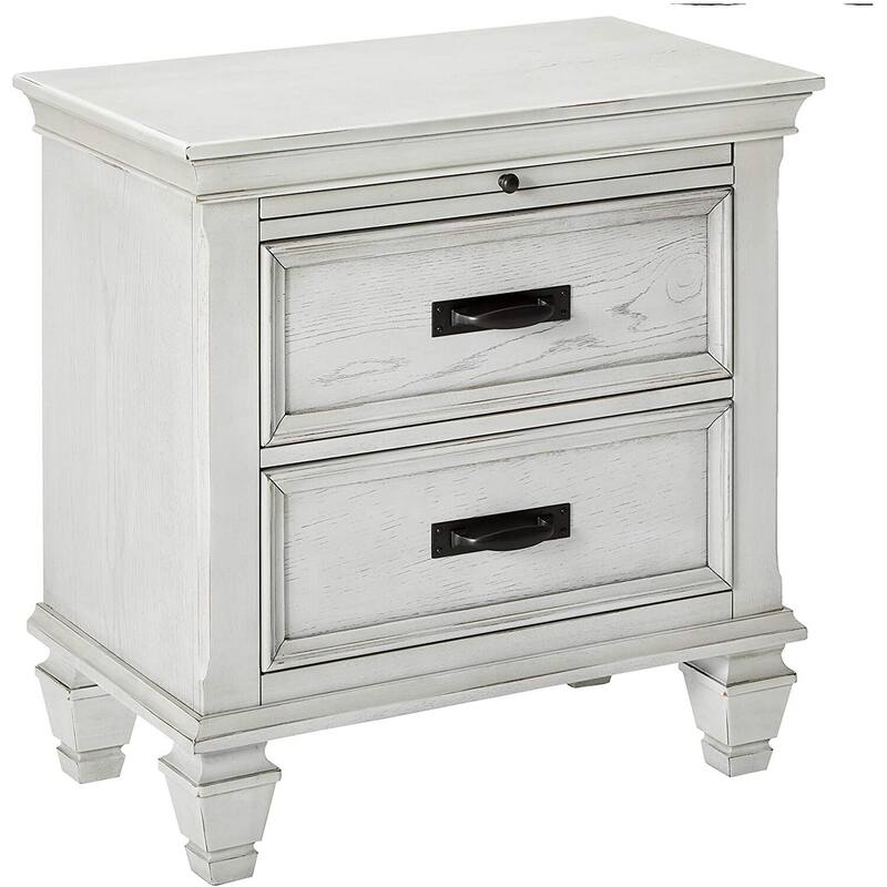White 2 Drawer 28 in. W Nightstand with Sturdy Hardware and Ample Storage