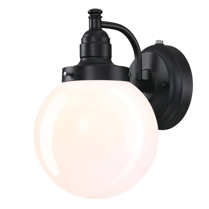 Westinghouse Lighting Eddystone One Light Outdoor Wall Fixture, Matte Black Finish, Clear Seeded Glass - 1-Light - Matte Black with Opal Glass