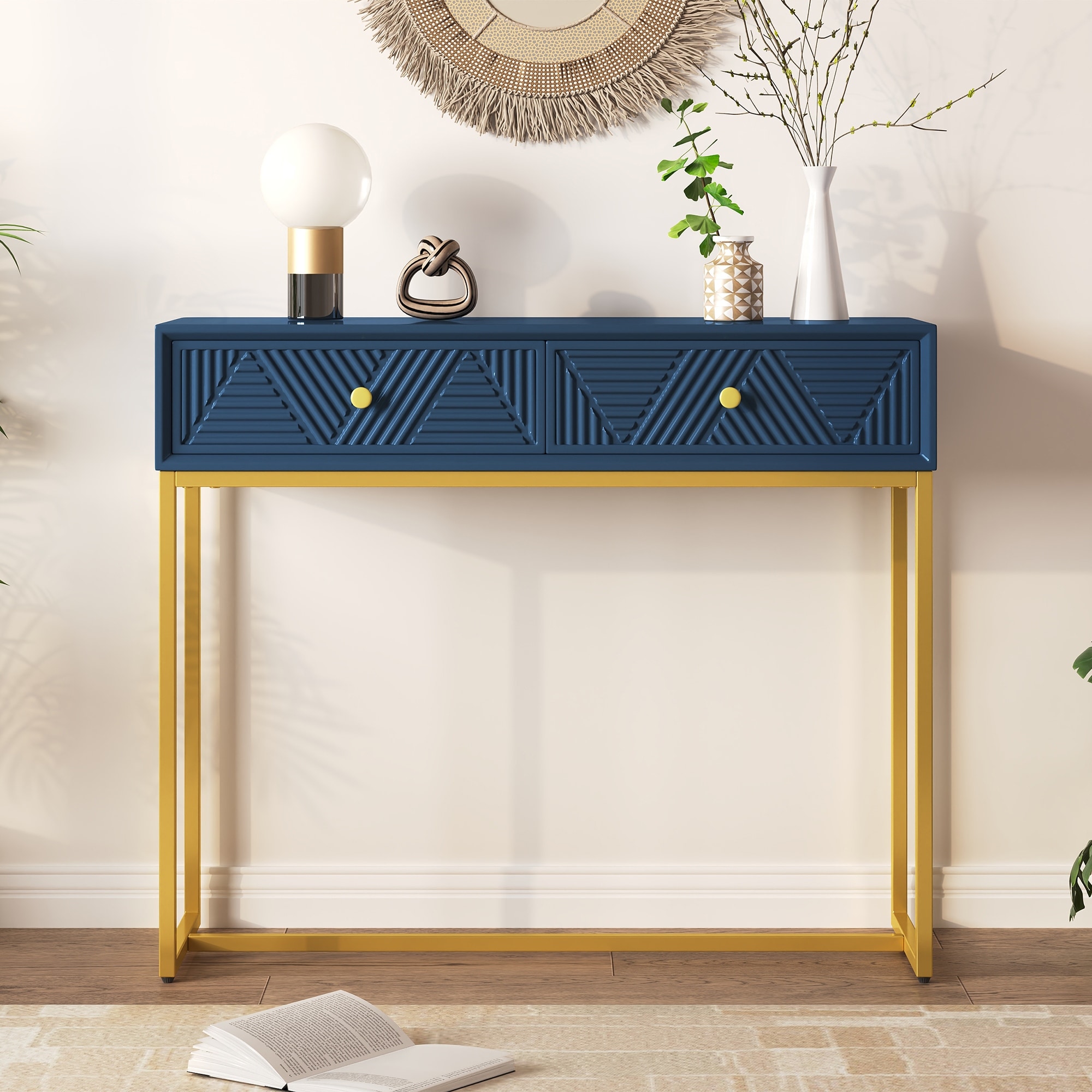 Navy blue and gold console table discount