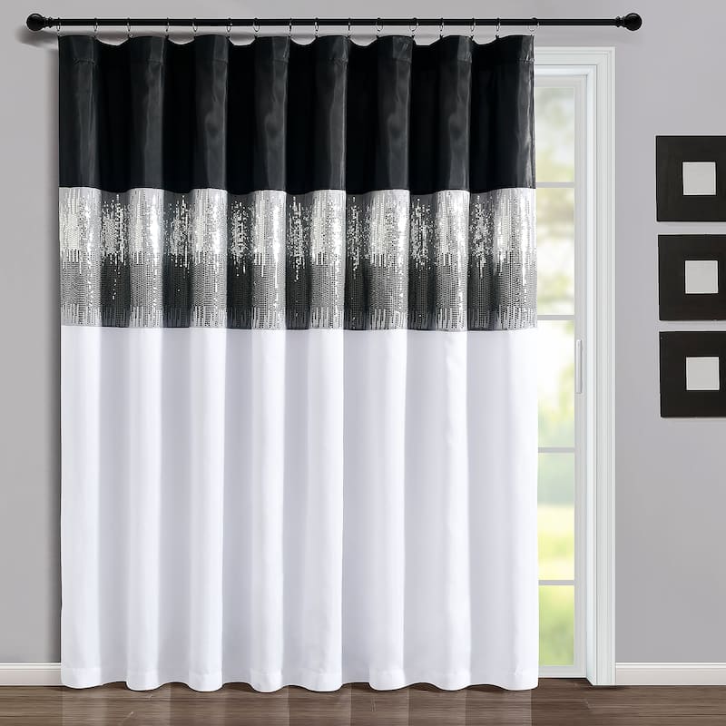 Lush Decor Night Sky Wide Width Single Curtain Panel (1Panel) - 84" x 100" - Black/White