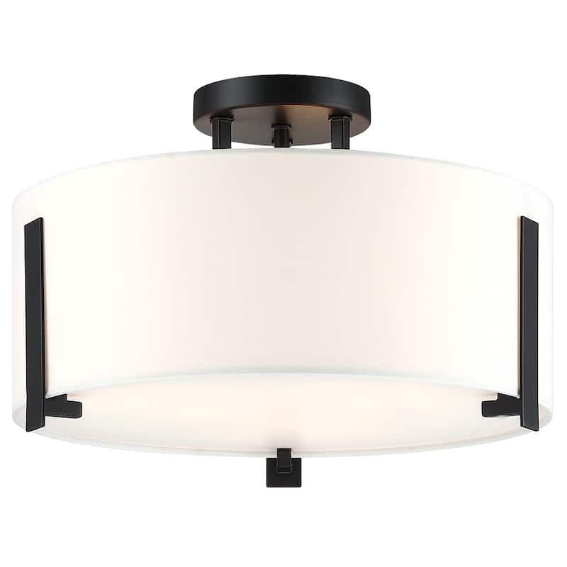 Martina 3-Light Drum Shade Semi-Flush Mount Light - 14"W - 14 in. W