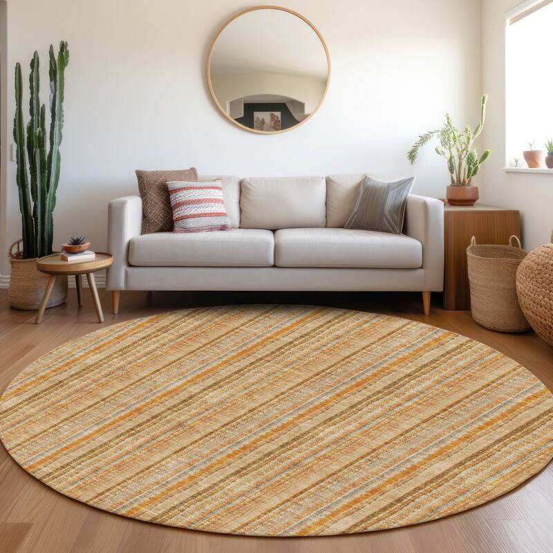 Premium Washable Super Soft Stripe Ombre Mayfield Rug - Peach - 8' x 8'