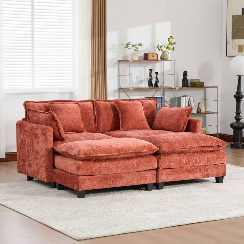 Roomfitters Large Upholstered Sofa Loveseat with Plush Cushions and Pillows, Modern Cloud Couch for Living Room
